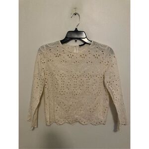 ‎Zara off white eyelet top